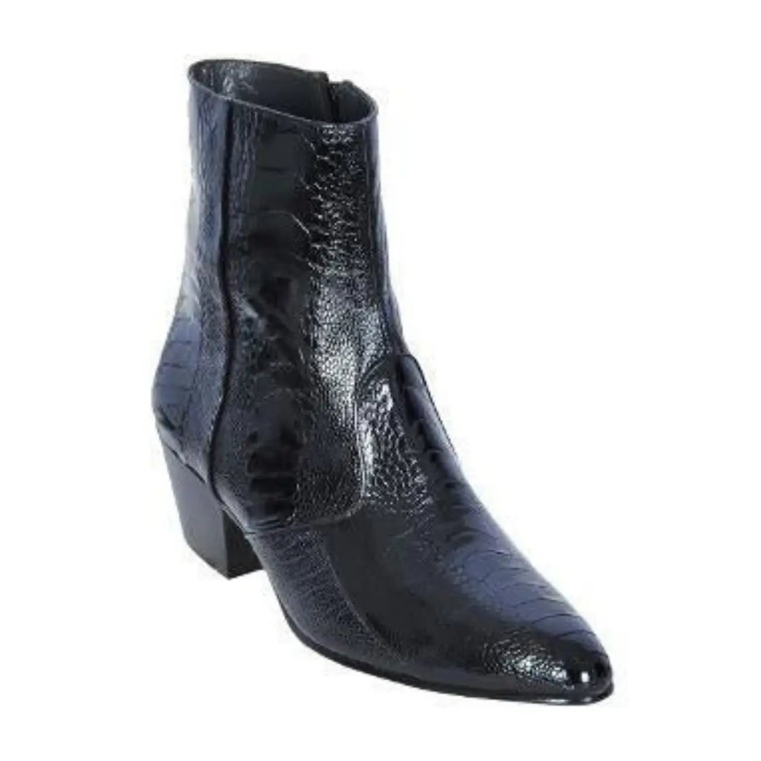 Los Altos 630505 Men's Black Genuine Ostrich Leg Ankle Boots