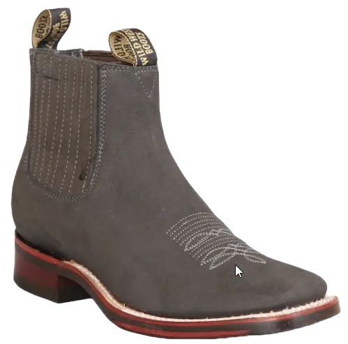 Wild West 2826BM6309 Women's Gray Genuine Leather Ranch Toe Short Boots