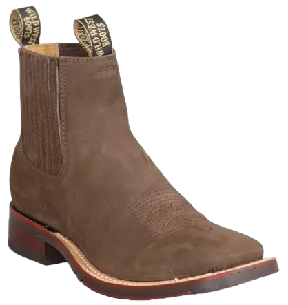 Wild West 2826BM6359 Women's Tobacco Genuine Leather Ranch Toe Short Boots