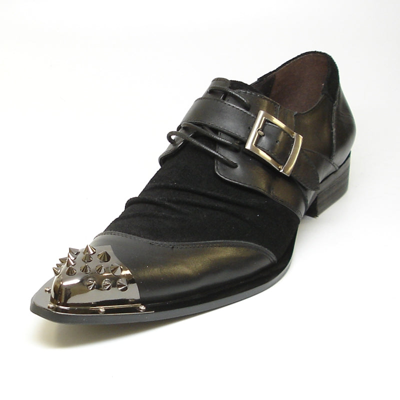 Fiesso FI-6861 Black Monk Strap Shoes