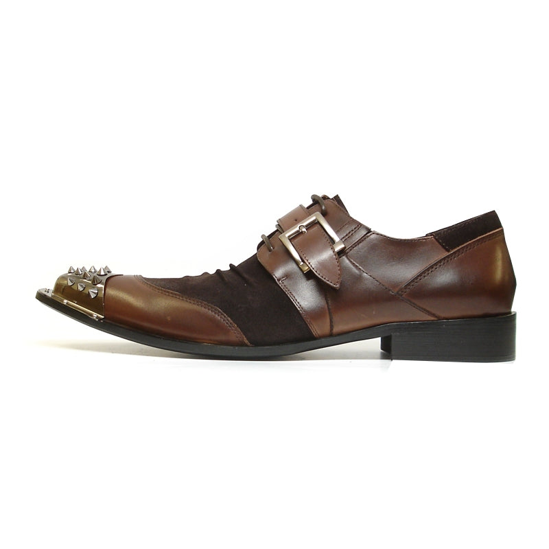 Fiesso FI-6861 Brown Monk Strap Shoes