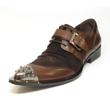 Fiesso FI-6861 Brown Monk Strap Shoes