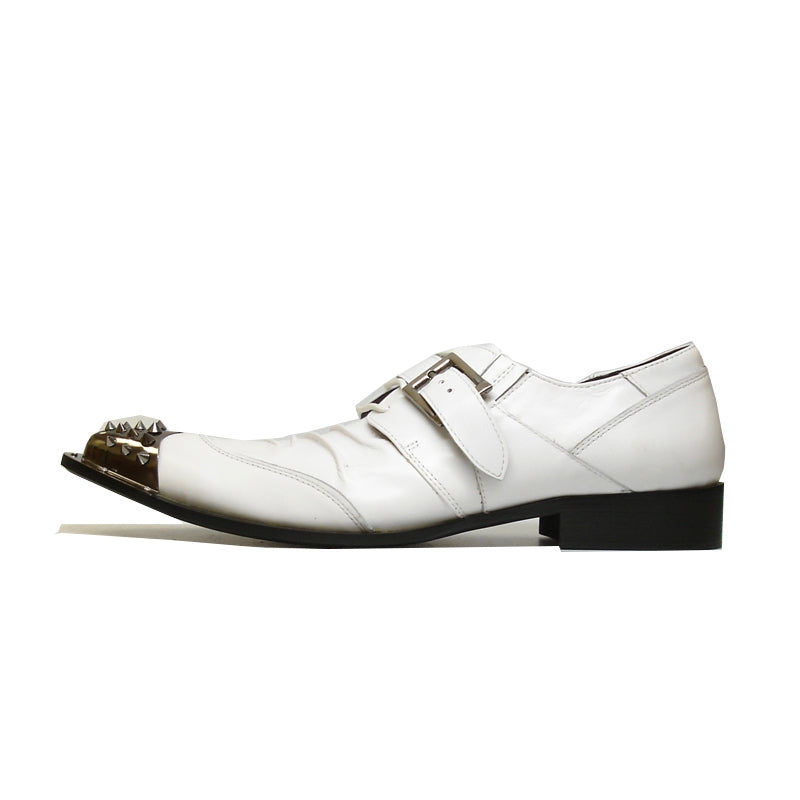 Fiesso FI-6861 White Monk Strap Shoes