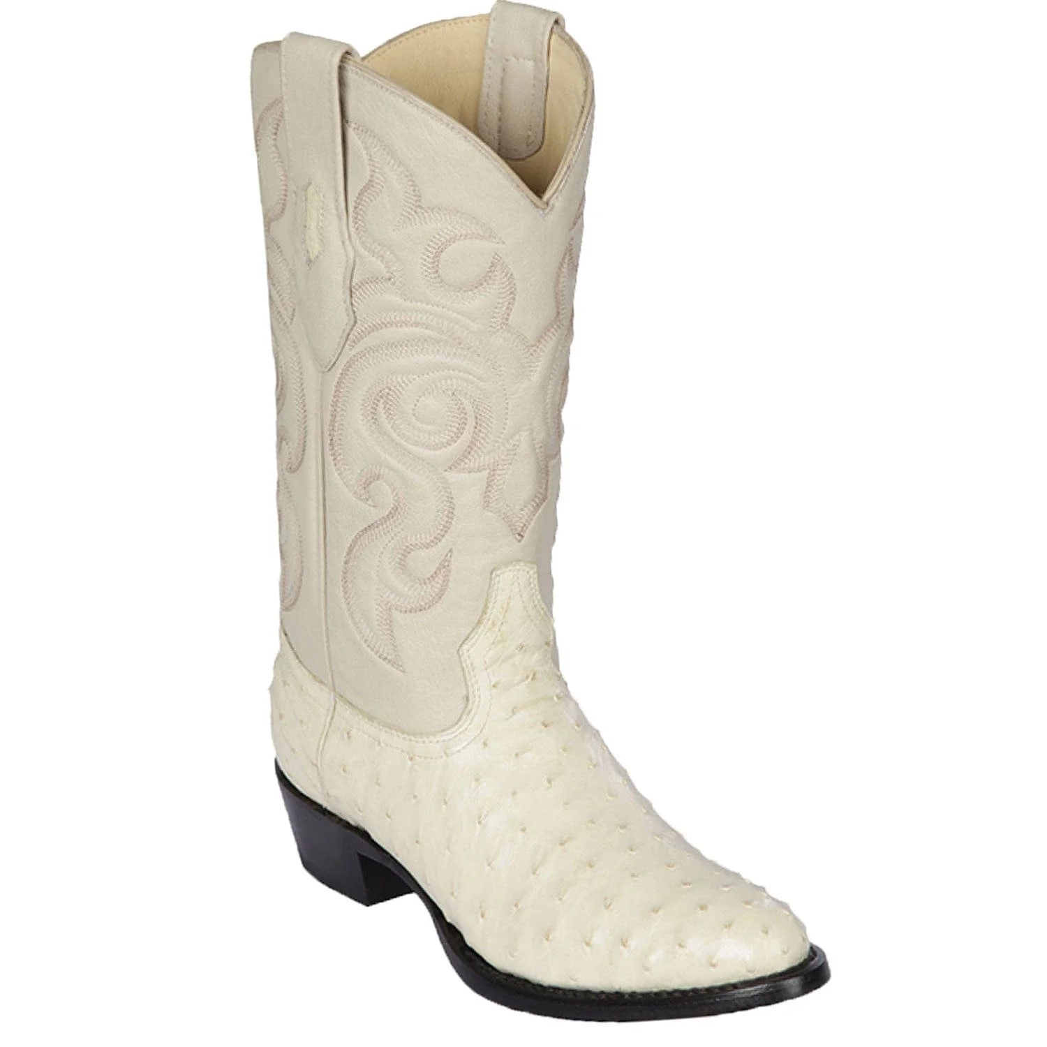 Los Altos 650304 Men's Winter White Genuine Ostrich Round Toe Cowboy Boots