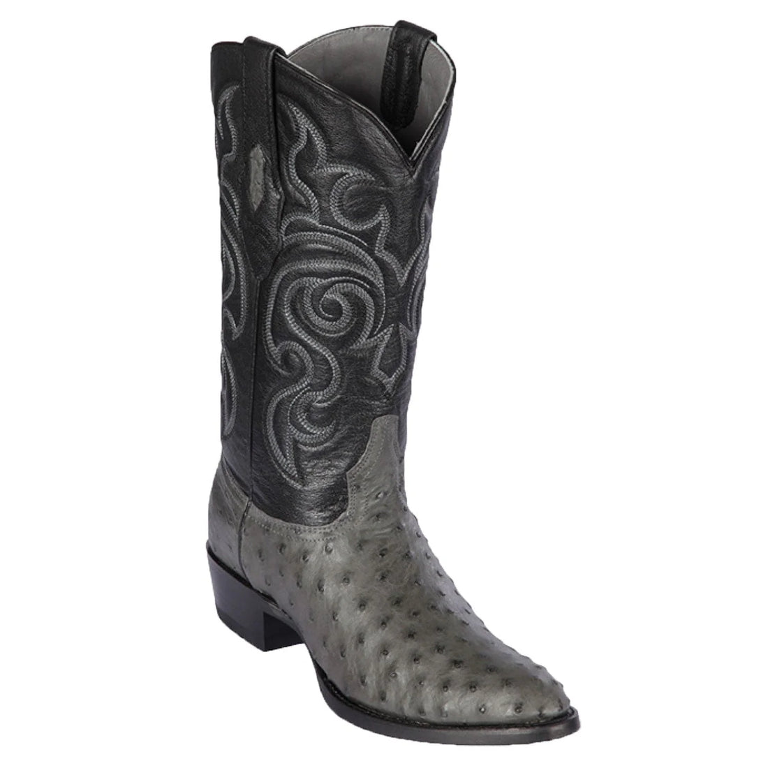 Los Altos 650309 Men's Gray Genuine Ostrich Round Toe Cowboy Boots