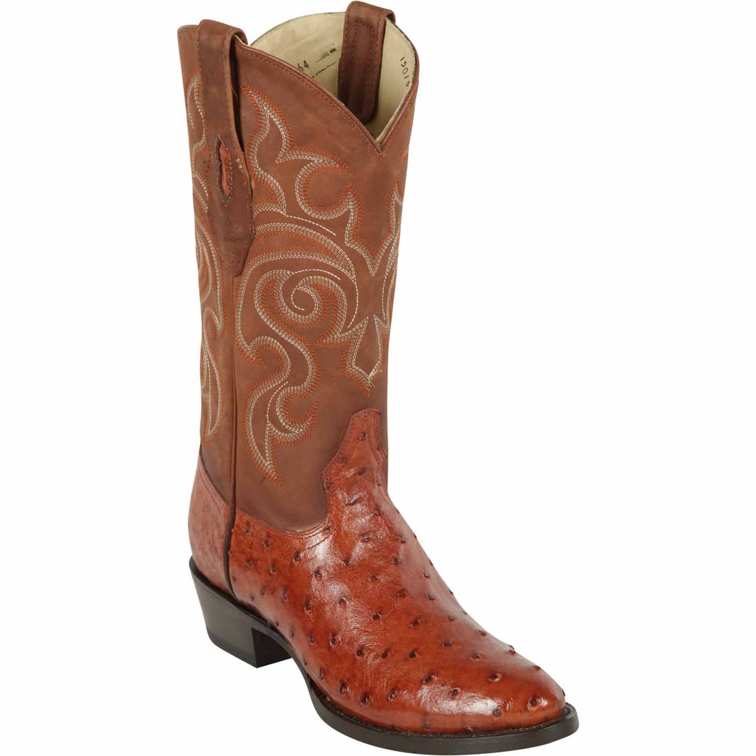 Los Altos 650364 Men's Brandy Genuine Ostrich Round Toe Cowboy Boots