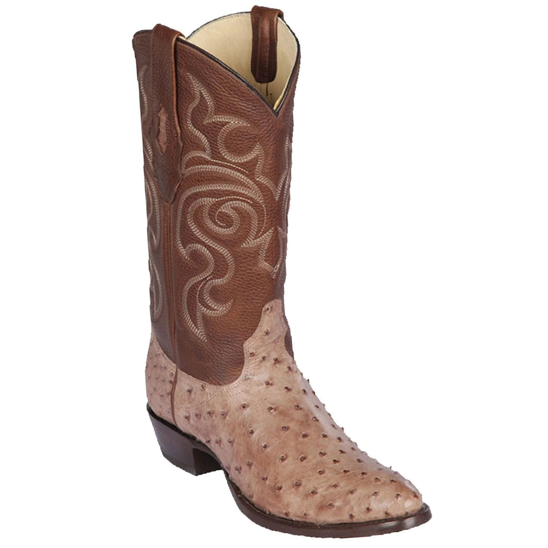 Los Altos 650372 Men's Mocha Genuine Ostrich Round Toe Cowboy Boots