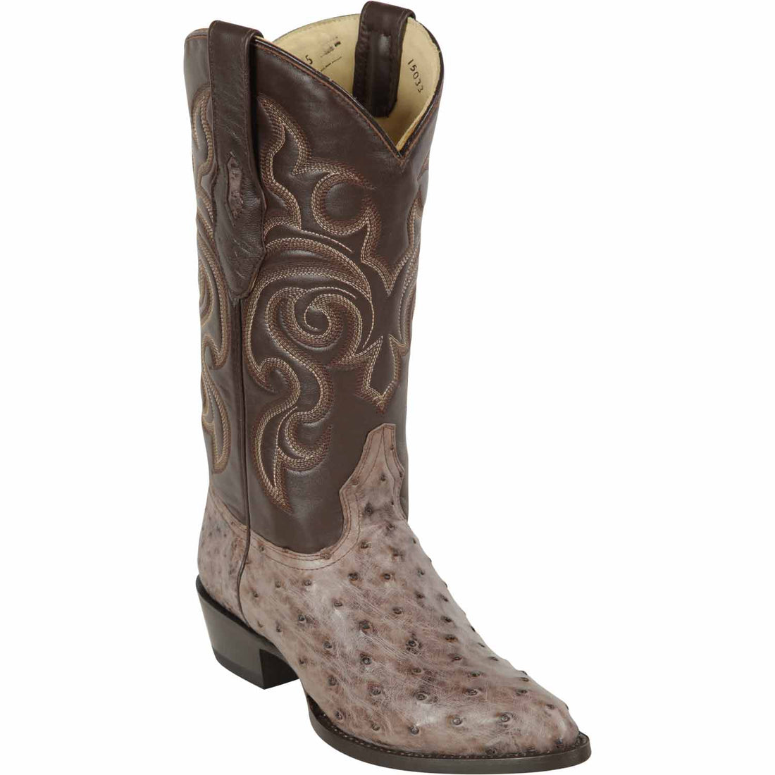 Los Altos 650385 Men's Rustic Brown Genuine Ostrich Round Toe Cowboy Boots