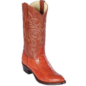 Los Altos 650503 Men's Cognac Genuine Ostrich Leg Round Toe Cowboy Boots