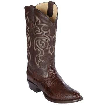 Los Altos 650507 Men's Brown Genuine Ostrich Leg Round Toe Cowboy Boots