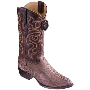 Los Altos 650535 Men's Sanded Brown Genuine Ostrich Leg Round Toe Cowboy Boots