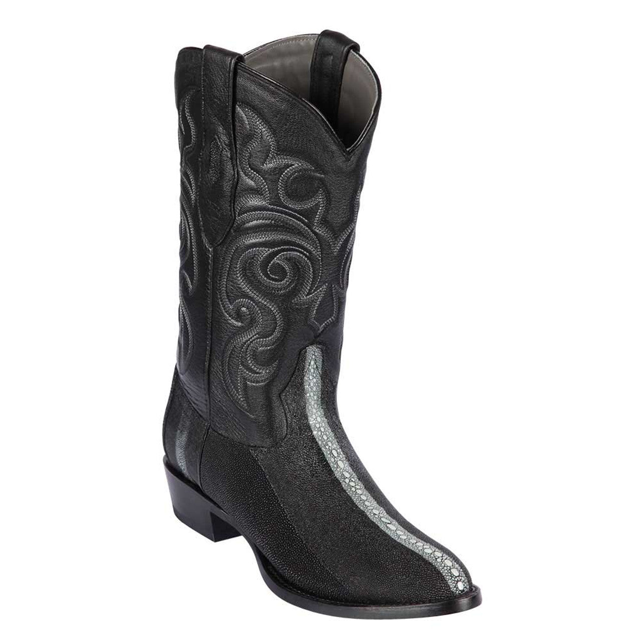 Los Altos 651105 Men's Black Genuine Rowstone Stingray Round Toe Cowboy Boots