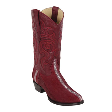 Los Altos 651106 Men's Burgundy Genuine Rowstone Stingray Round Toe Cowboy Boots