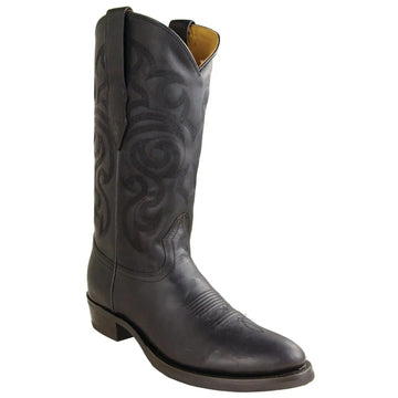 Los Altos 6555405 Men's Black Genuine Leather Round Toe Cowboy Boots