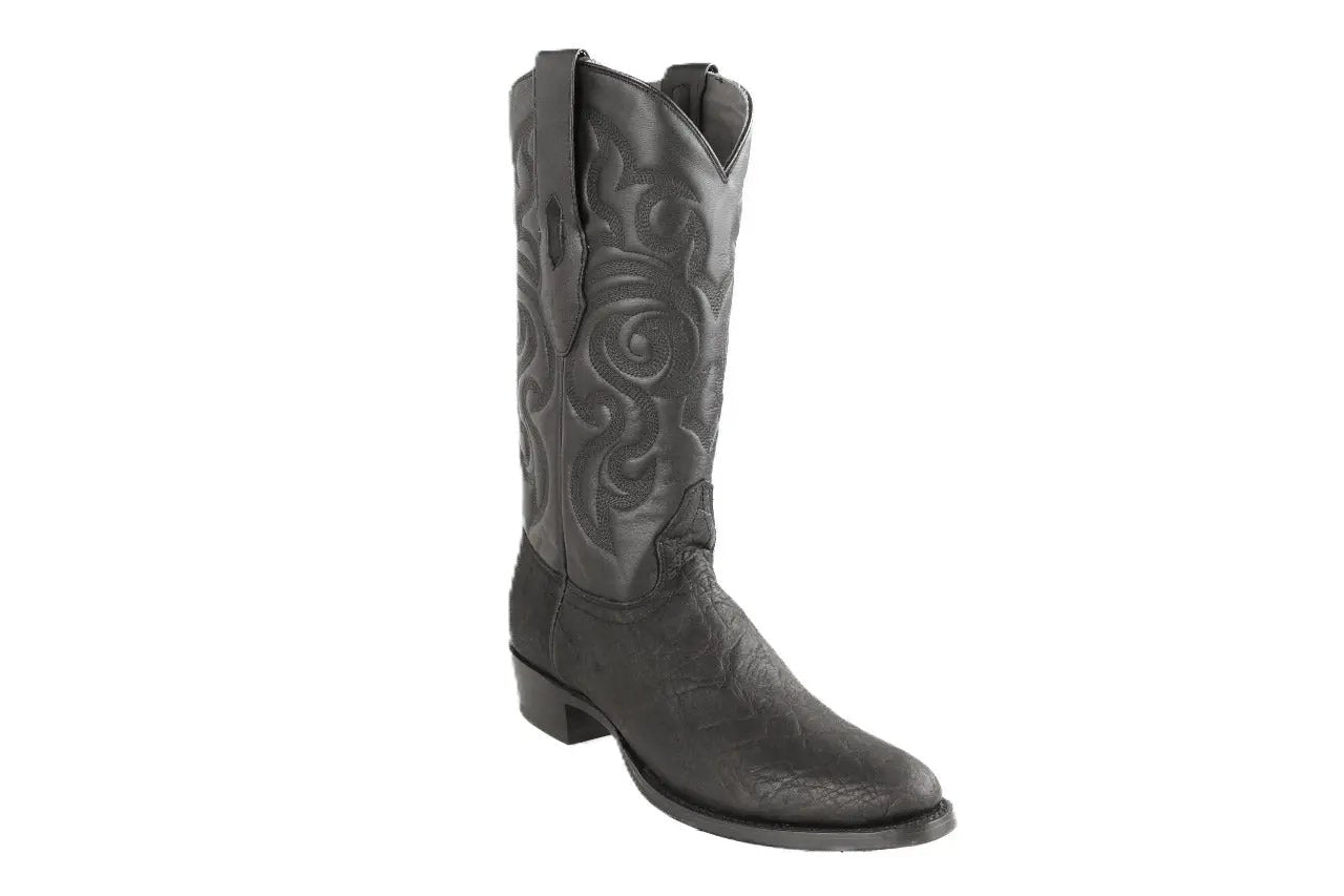 Los Altos 657005 Men's Black Genuine Elephant Round Toe Cowboy Boots