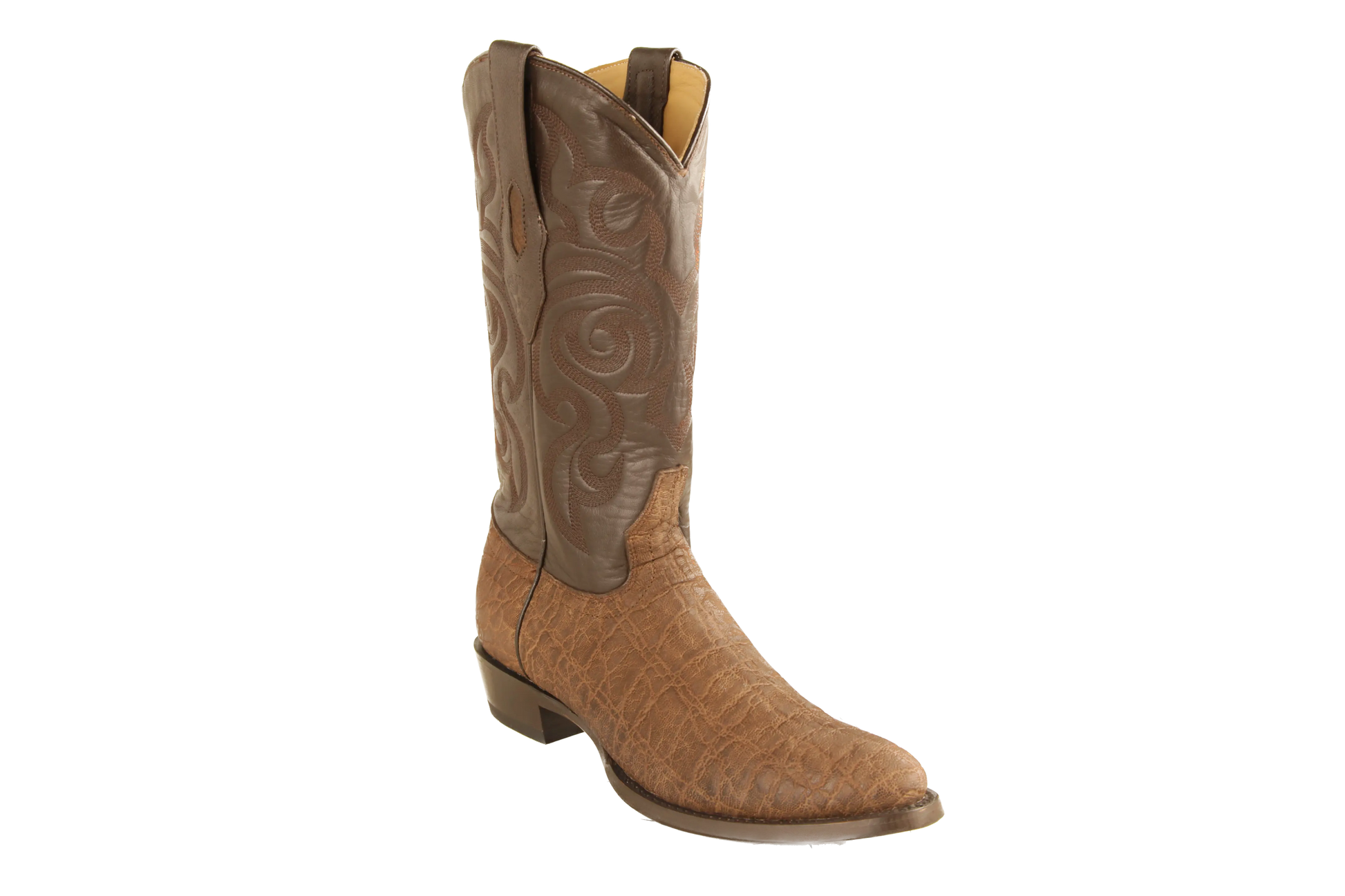 Los Altos 657007 Men's Brown Genuine Elephant Round Toe Cowboy Boots