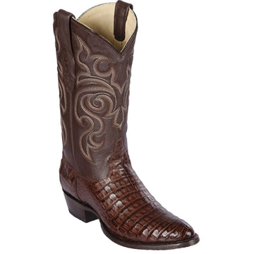 Los Altos 658207 Men's Brown Genuine Caiman Belly Round Toe Cowboy Boots