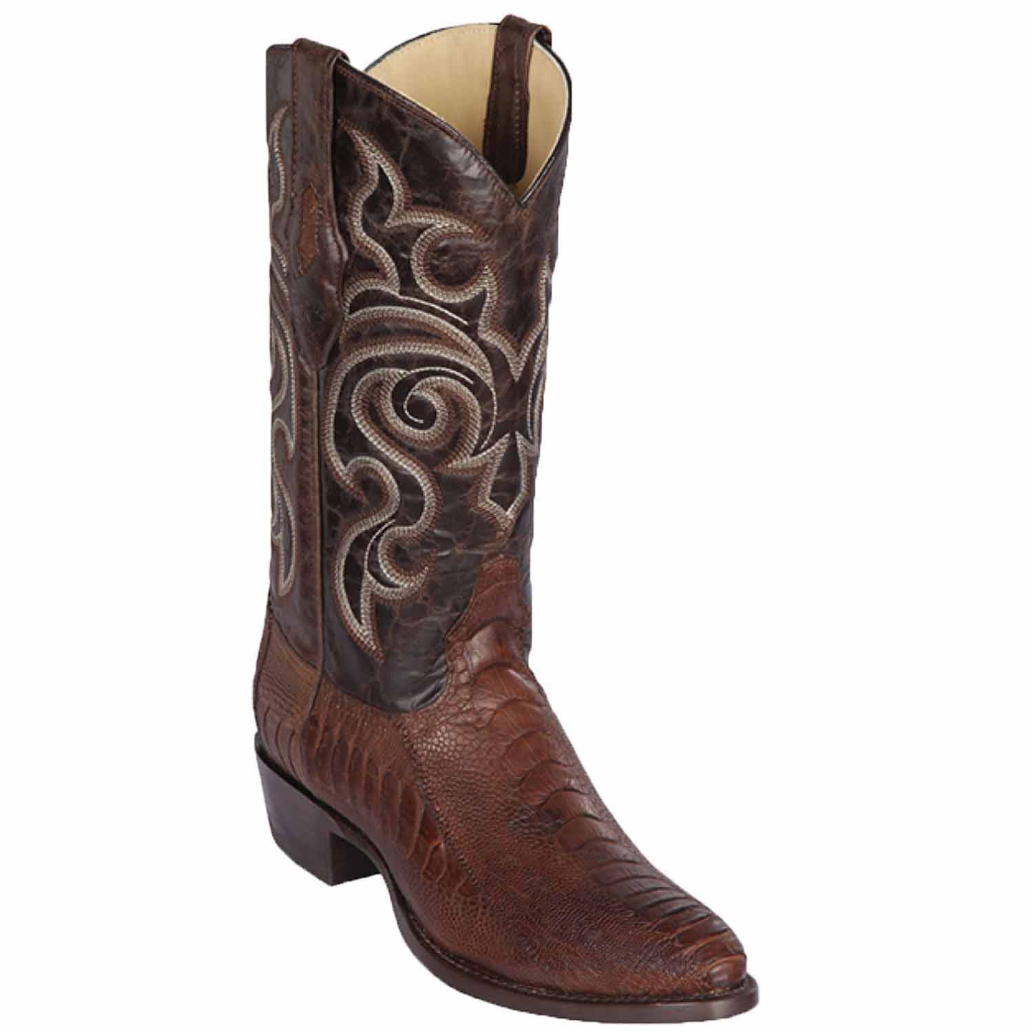 Los Altos 65G0507 Men's Brown Genuine Ostrich Leg Round Toe Cowboy Boots