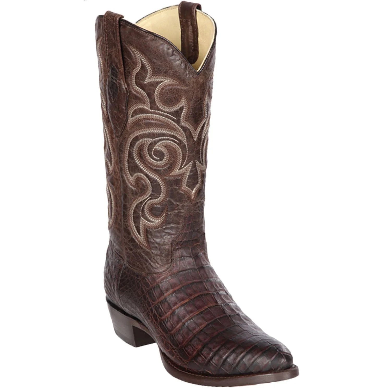 Los Altos 65G8207 Men's Brown Genuine Caiman Belly Round Toe Cowboy Boots