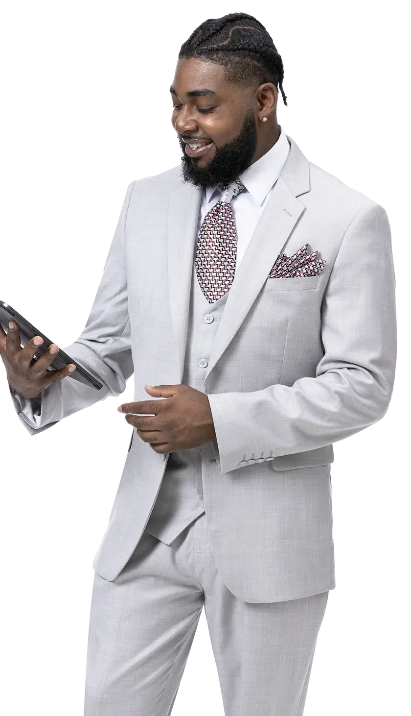 EJ Samuel M18022 Grey Vested Suit