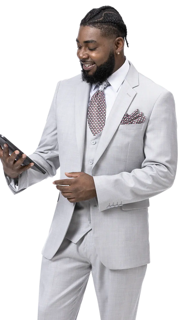EJ Samuel M18022 Grey Vested Suit
