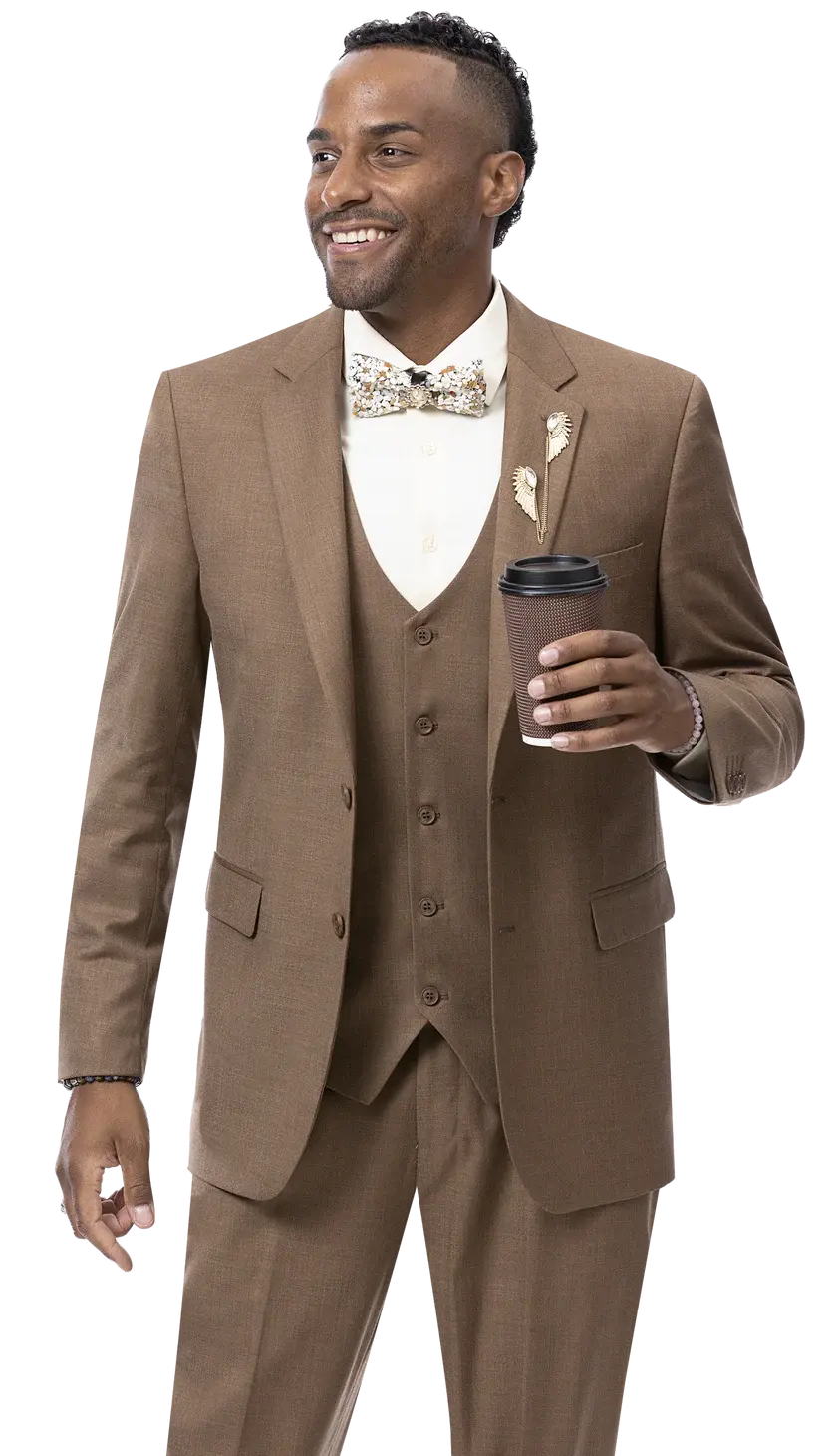 EJ Samuel M18022 Brown Vested Suit