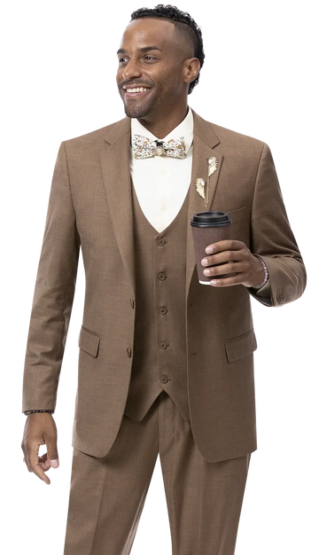 EJ Samuel M18022 Brown Vested Suit