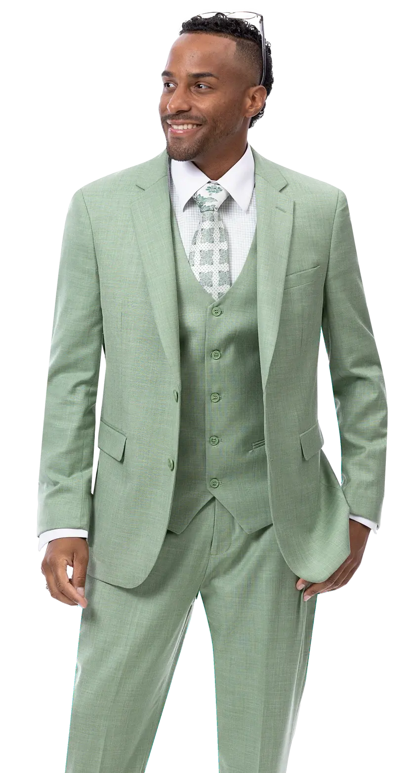 EJ Samuel M18022 Moss Vested Suit