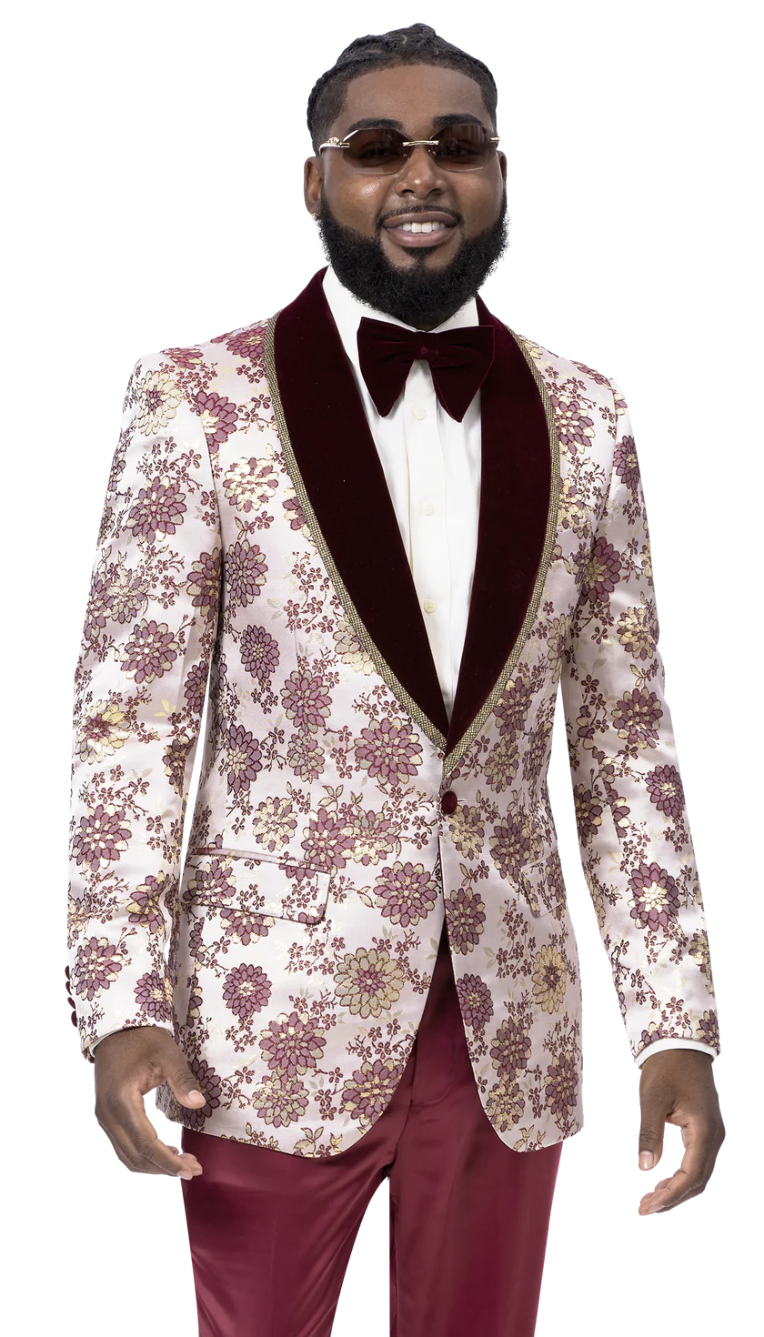 EJ Samuel J171 Burgundy Fancy Blazer