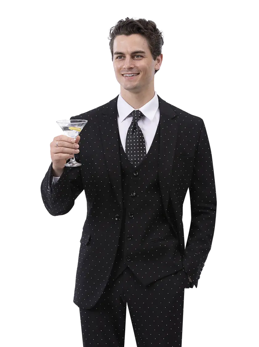 EJ Samuel M2796 Black Vested Suit