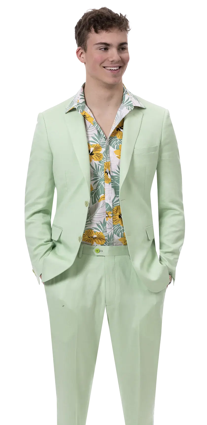 EJ Samuel M2792 Mint Linen Vested Suit