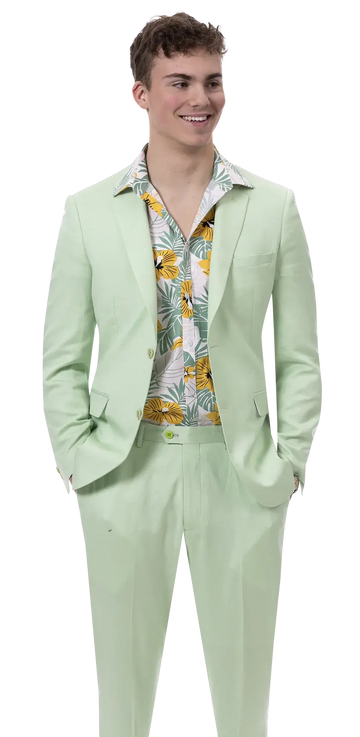 EJ Samuel M2792 Mint Linen Vested Suit