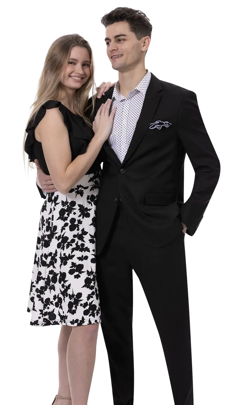 EJ Samuel M2792 Black Linen Vested Suit