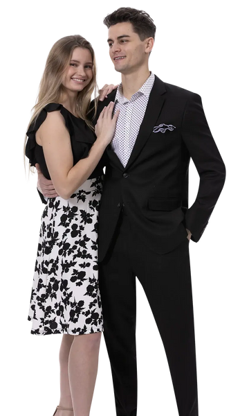 EJ Samuel M2792 Black Linen Vested Suit