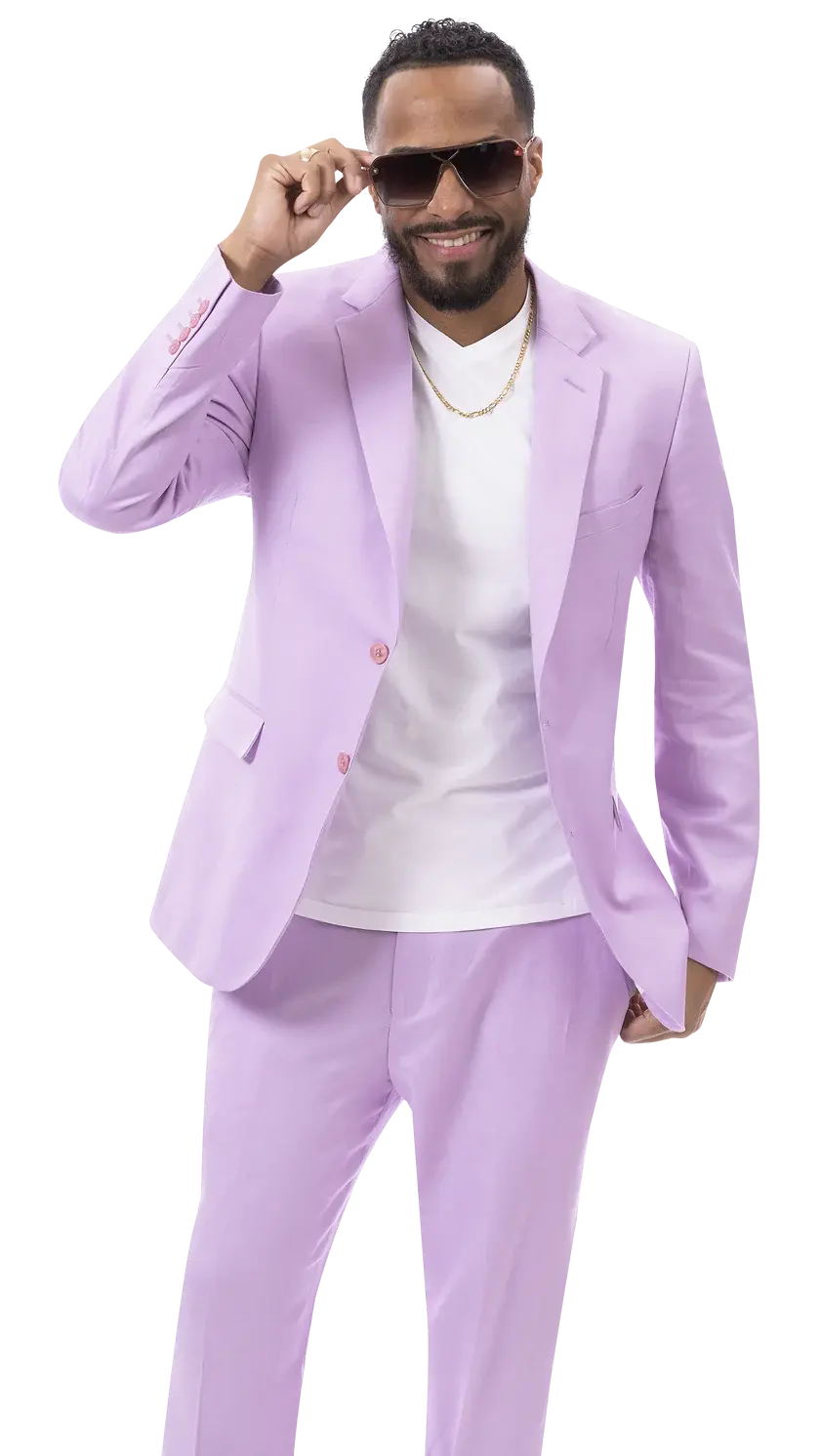 EJ Samuel M2792 Lilac Linen Vested Suit