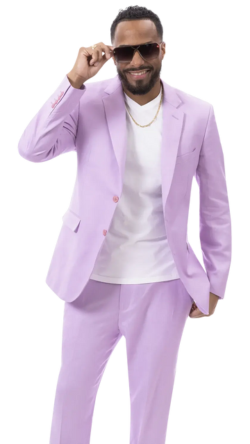 EJ Samuel M2792 Lilac Linen Vested Suit