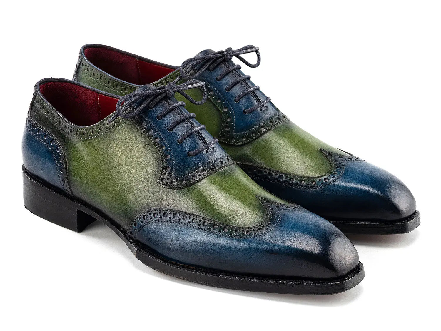 Paul Parkman Men's Blue/Green Goodyear Welted Wingtip Oxfords (ID#6819-BRN) PAUL PARKMAN