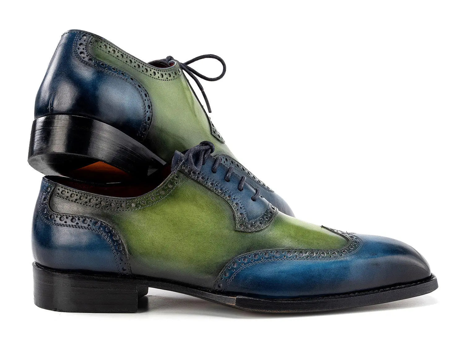 Paul Parkman Men's Blue/Green Goodyear Welted Wingtip Oxfords (ID#6819-BRN) PAUL PARKMAN