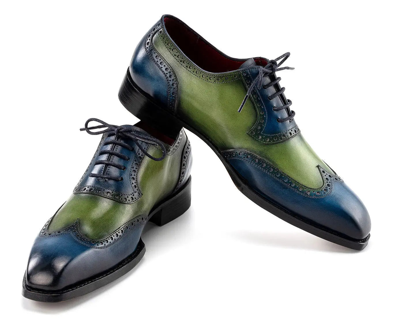 Paul Parkman Men's Blue/Green Goodyear Welted Wingtip Oxfords (ID#6819-BRN)