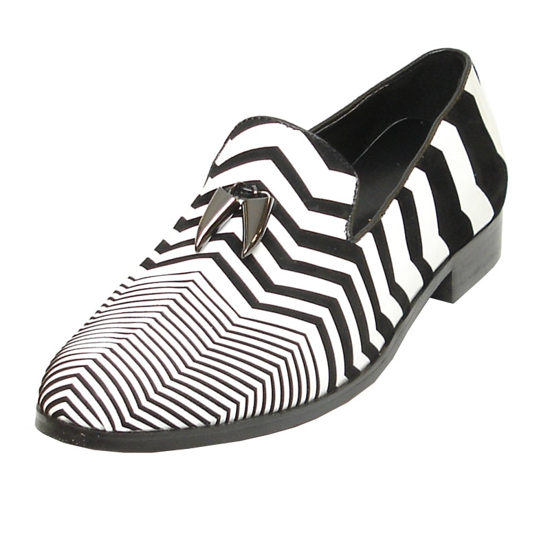 Fiesso FI-6945 White Black Loafers