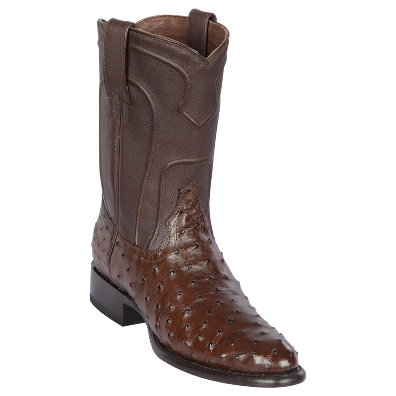 Los Altos 690307 Men's Brown Genuine Ostrich Roper Toe Cowboy Boots