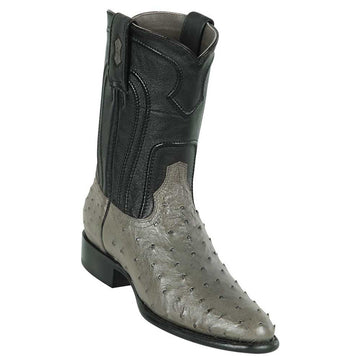 Los Altos 690309 Men's Gray Genuine Ostrich Roper Toe Cowboy Boots