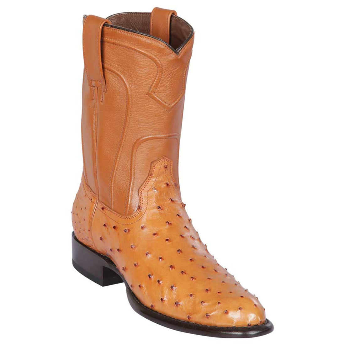 Los Altos 690351 Men's Honey Genuine Ostrich Roper Toe Cowboy Boots