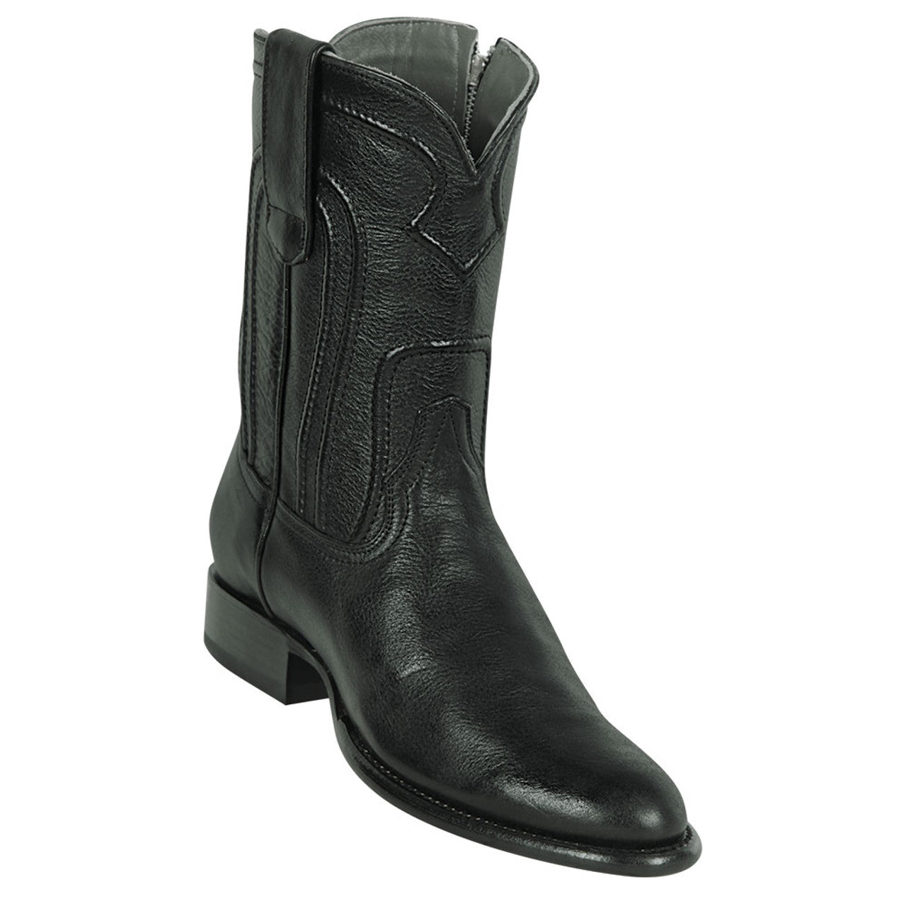 Los Altos 69Z2105 Men's Black Genuine Leather Roper Toe Cowboy Boots