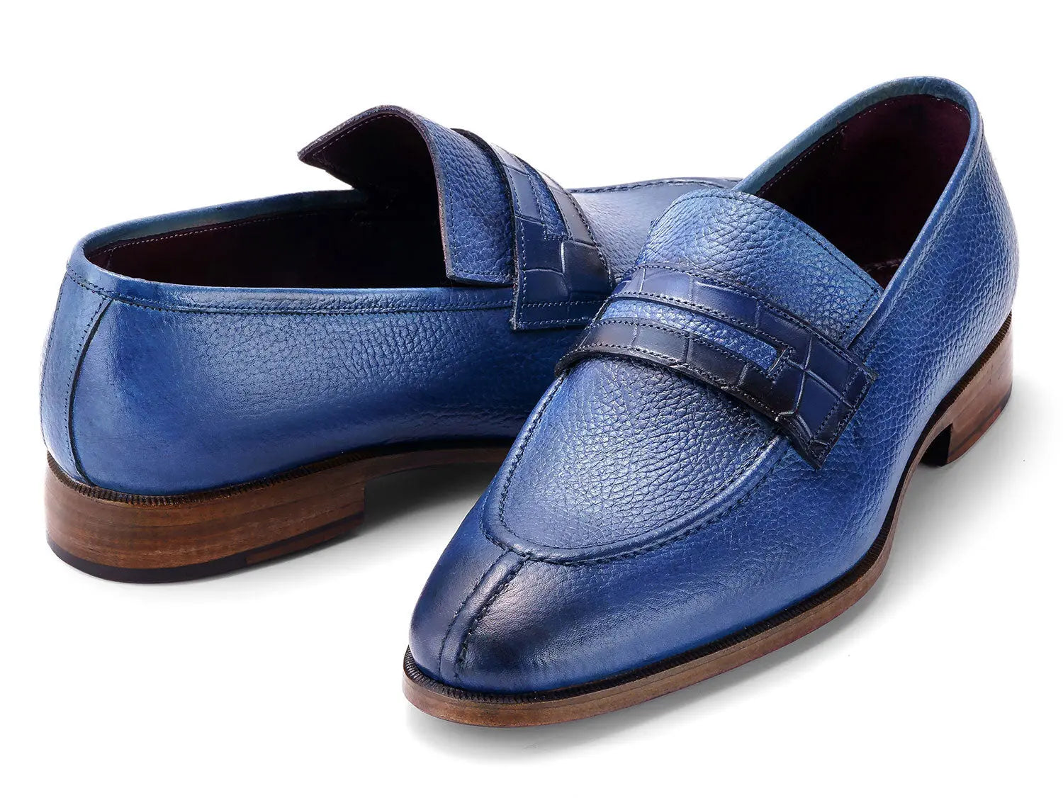 Paul Parkman Men's Blue Split Toe Loafers (ID#694BL65) PAUL PARKMAN