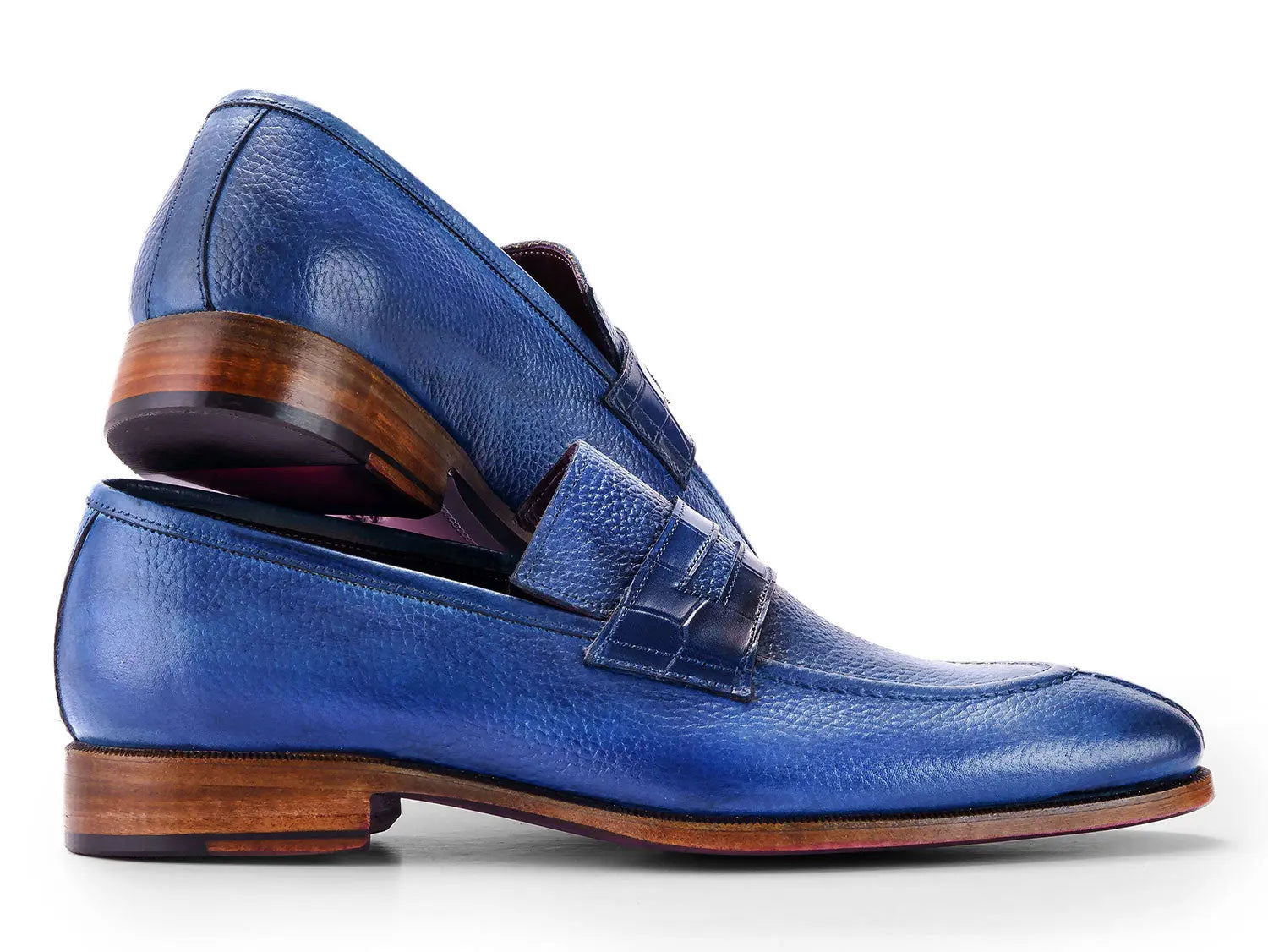 Paul Parkman Men's Blue Split Toe Loafers (ID#694BL65) PAUL PARKMAN
