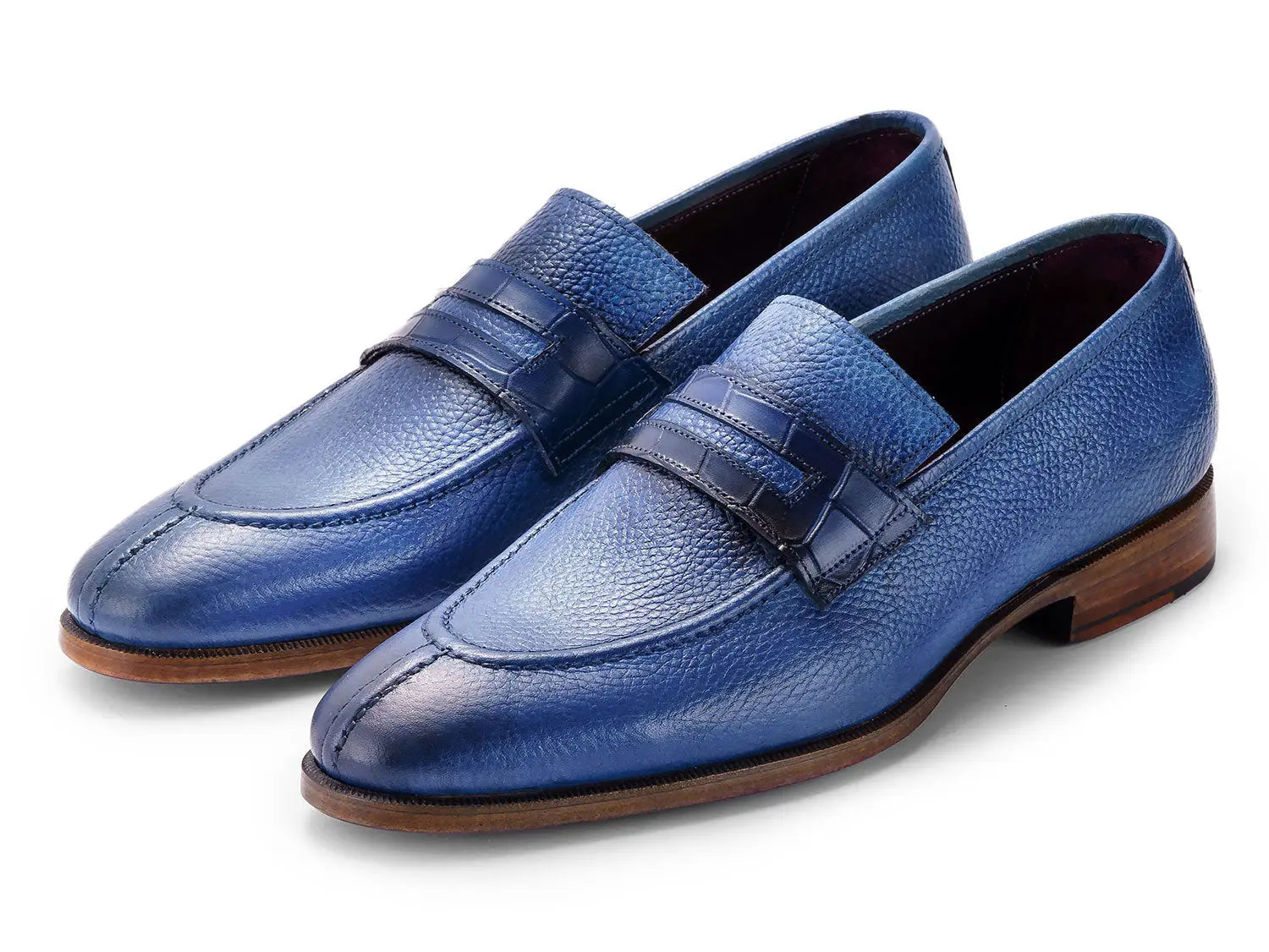 Paul Parkman Men's Blue Split Toe Loafers (ID#694BL65) PAUL PARKMAN