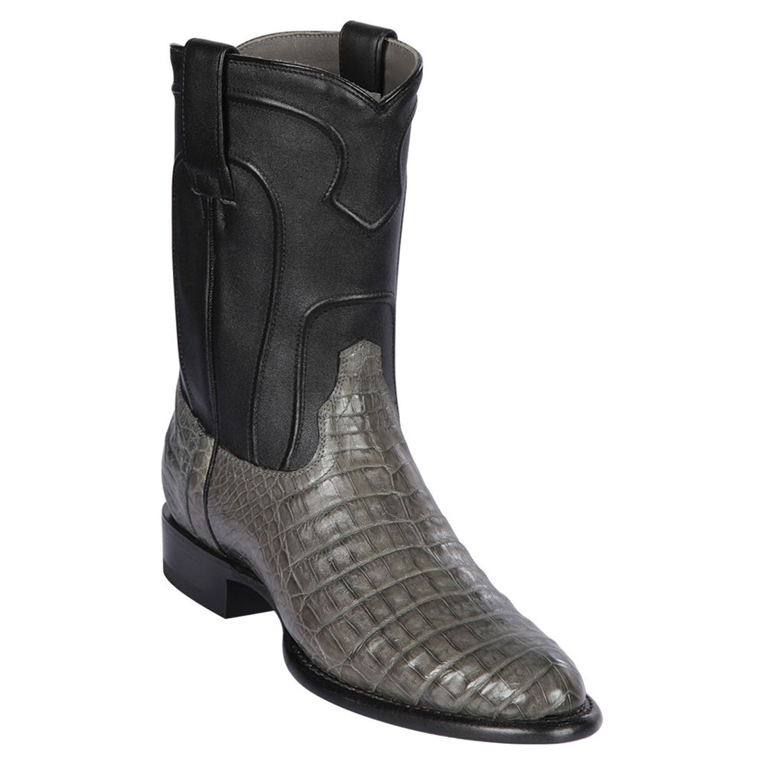 Los Altos 698209 Men's Gray Genuine Caiman Belly Roper Toe Cowboy Boots