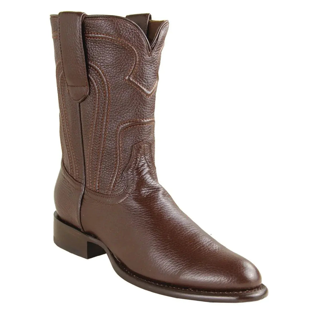 Los Altos 698307 Men's Brown Genuine Leather Deer Roper Toe Cowboy Boots