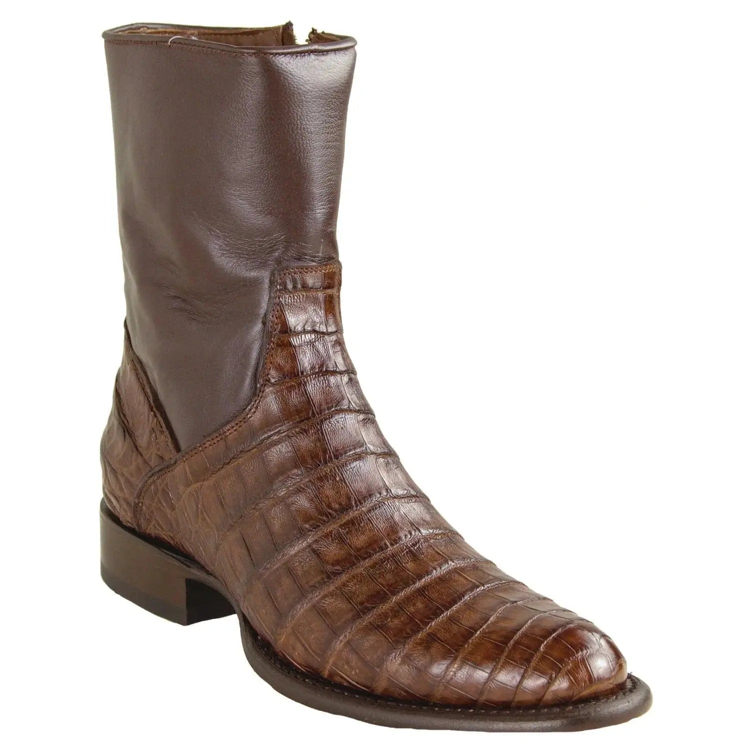 Los Altos 69BZ8207 Men's Brown Genuine Caiman Belly Roper Toe Cowboy Boots
